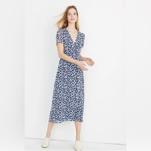 Madewell French Floral Blue Midi Dress- size 0